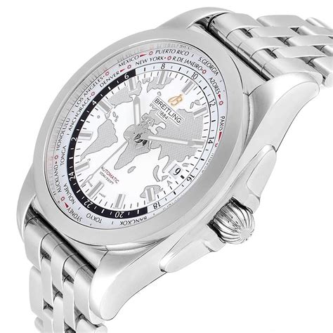 breitling galactic unitime white dial|wb3510.